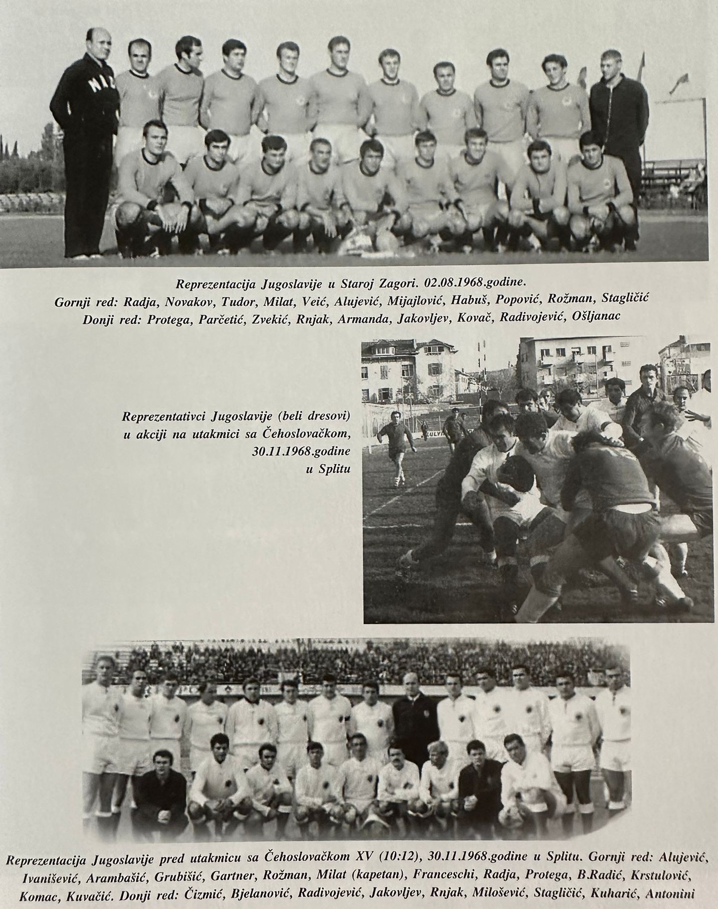 Kolaz sa prvim fotografijama reprezentacije Jugo u ragbiju