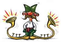 Jedna od karikatura iz serije inspirisane Festivalom trube u Guči, iz flomastera Nikole Dragaša