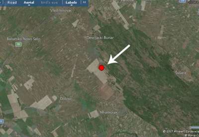 Crvena tačka je epicentar zemljotresa u blizini Dolova