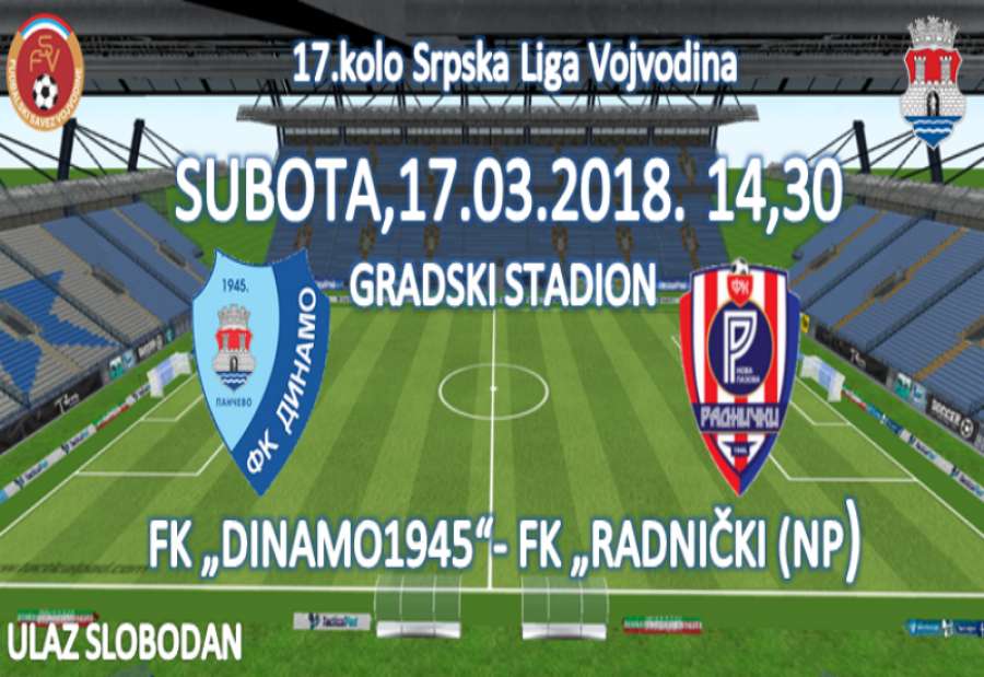 FK Dinamo i FK Radnički igraće u Pančevu