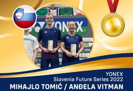 Zlato za Mihajla Tomića i Anđelu Vitman na badminton turniru u Sloveniji